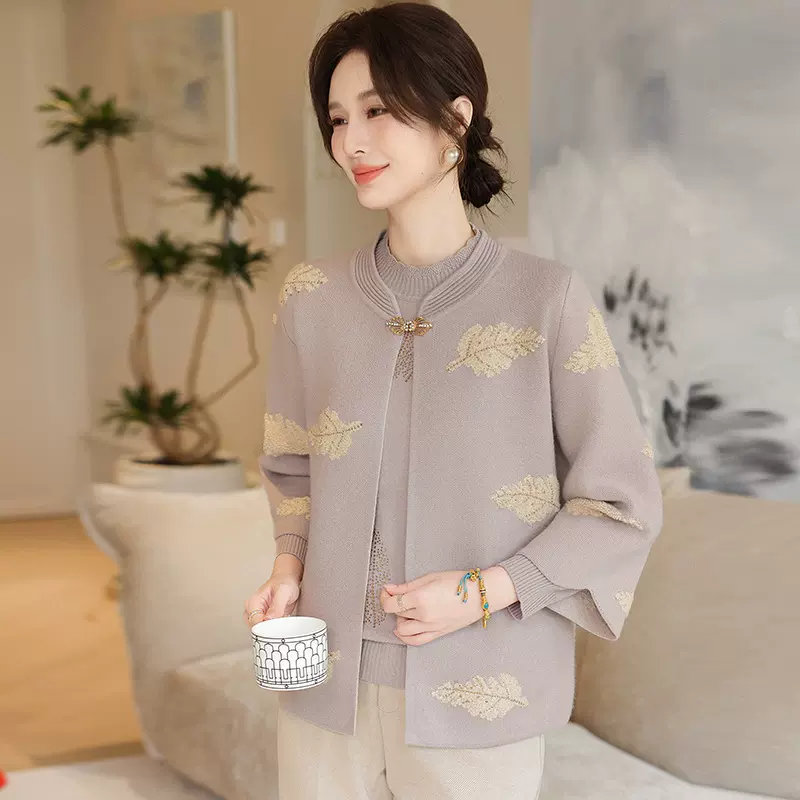 2025中老年女装秋季洋气开衫外套中年妈妈秋冬上衣减龄针织两件套