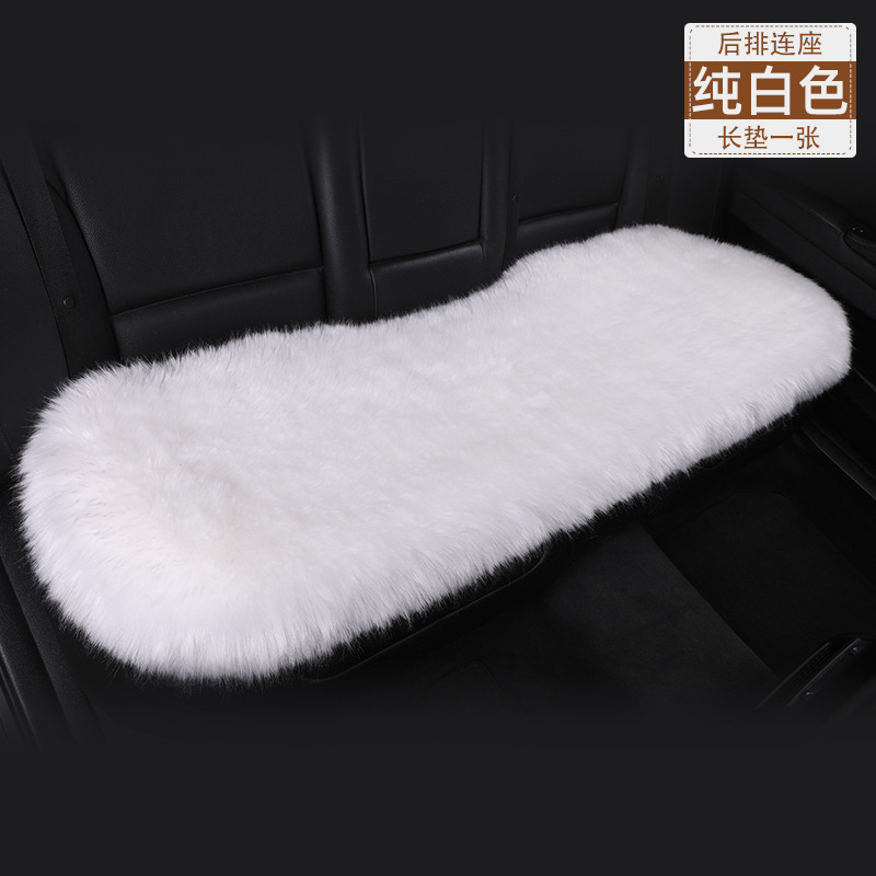 Seat cushion, seat cover: Universal Winter Car Wool - pure-white-rear-row-long-cushion