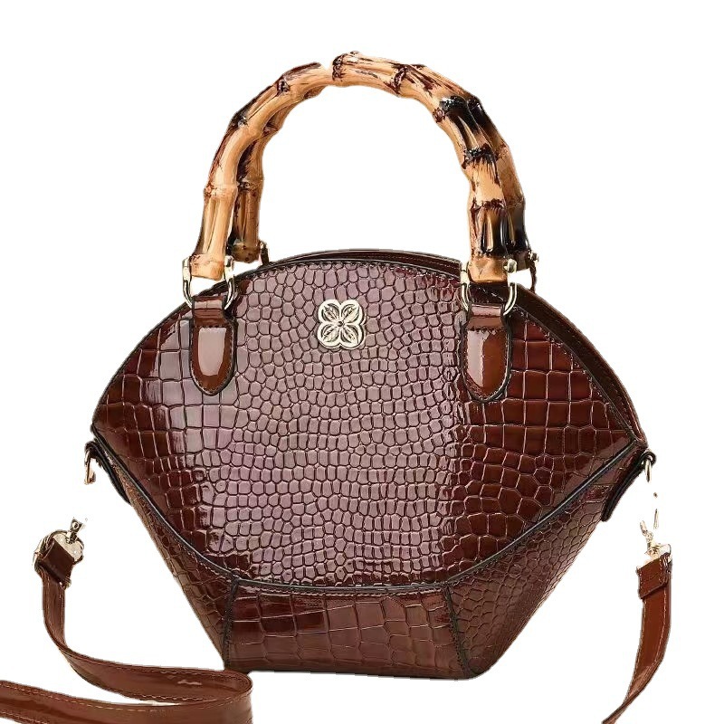 [modelo de gabinete] bolso de bambú retro 2023 nuevo bolso de hombro creativo con patrón de cocodrilo bolso de mujer