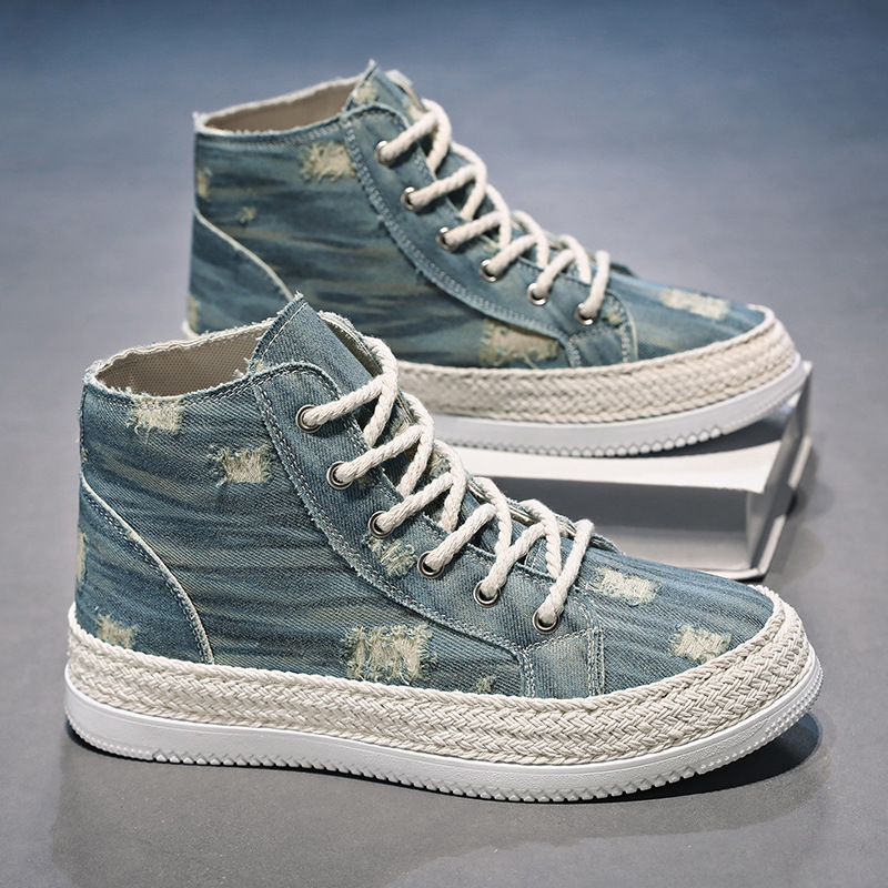 Zapatos de lona para hombres otoño 2024 nuevos zapatos de hombre de moda zapatos de skate de alta altura de moda juvenil zapatos deportivos casuales para hombres