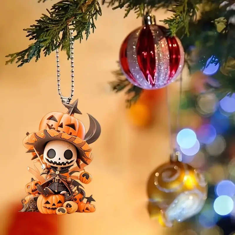 Nuevo acrílico transfronterizo calabaza hombre decoración colgante plano espejo retrovisor colgante decoración de Halloween fiesta