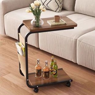 Side Table, Small Coffee Table, Movable Living Room Sofa, Side Table, Corner Table, Pulley, Mini Tea Table, Simple Bedroom Bedside Table