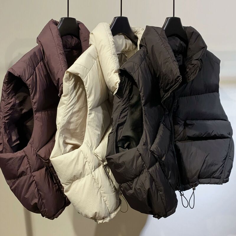 European-Style Women's down Vest, New Korean-Style Loose Fit, White Duck down Vest, Short Style for Autumn and Winter European-Style Women's down Vest, New Korean-Style Loose Fit, White Duck down Vest, Short Style for Autumn and Winter