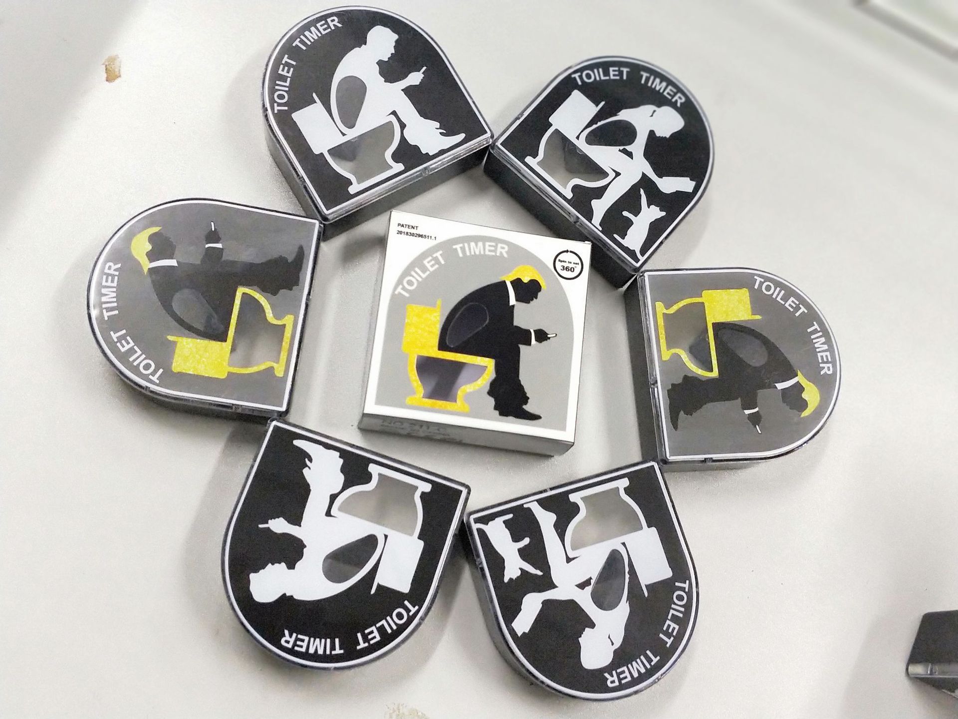 Nuevo Amazon transfronterizo reloj de arena inodoro de cinco minutos temporizador de modelado herramienta de descompresión