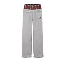 M 7838 Plaid Panel Sweatpants ����ƴ����������ͨ�¿�ŷ