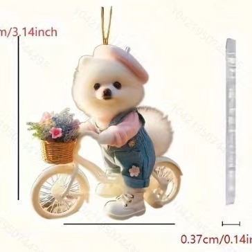 Nuevo cross-border 2D ciclismo perro colgante de acrílico plano interior espejo retrovisor decoración image 3