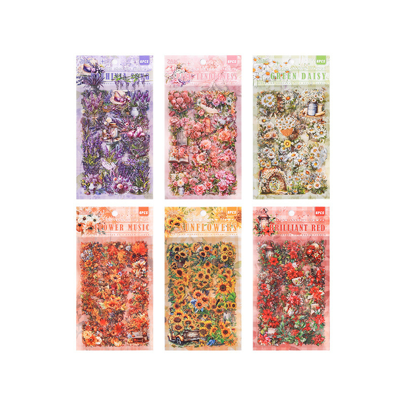 Dream Shadow Flower Clear Waterproof Pet Stick DIY Handbook Diary Landscape Stickers Plantas y Flores Cruciales
