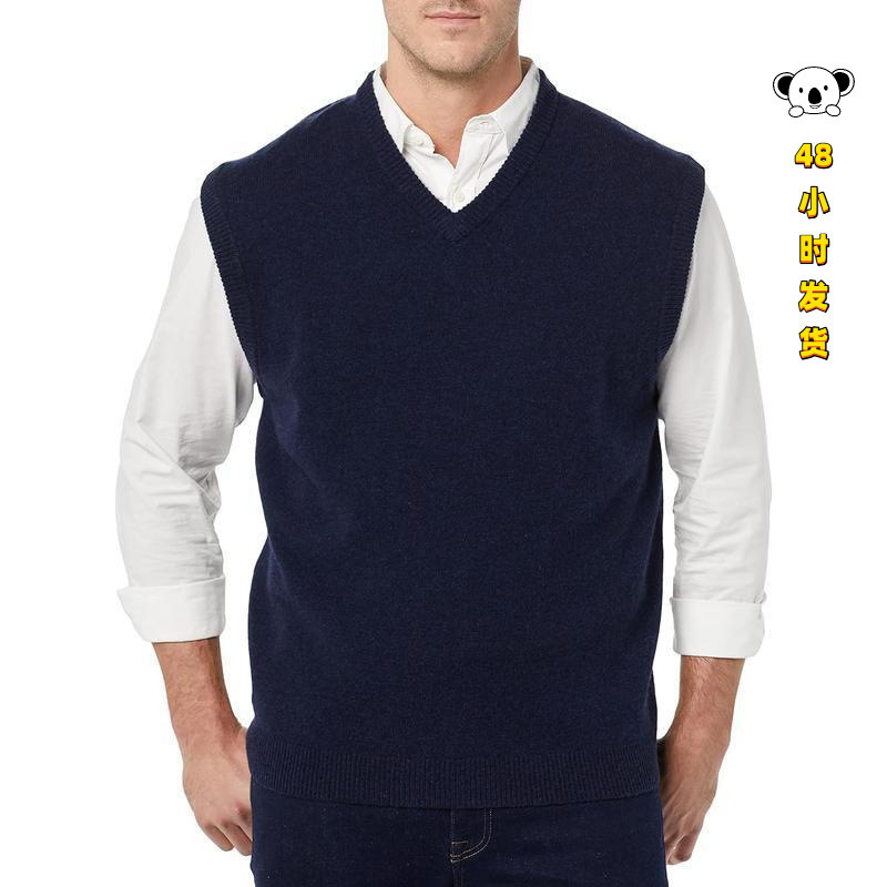 U 33755 Sleeves V Neck Knit Sweater, a sleeveless V-neck sweater