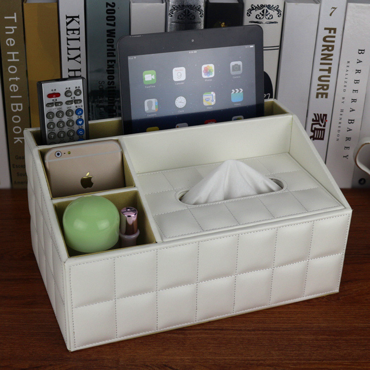 Leather Multifunctional Tissue Box European Style Cute Living Room Desktop Coffee Table Remote Control Storage Box Napkin Paper Box