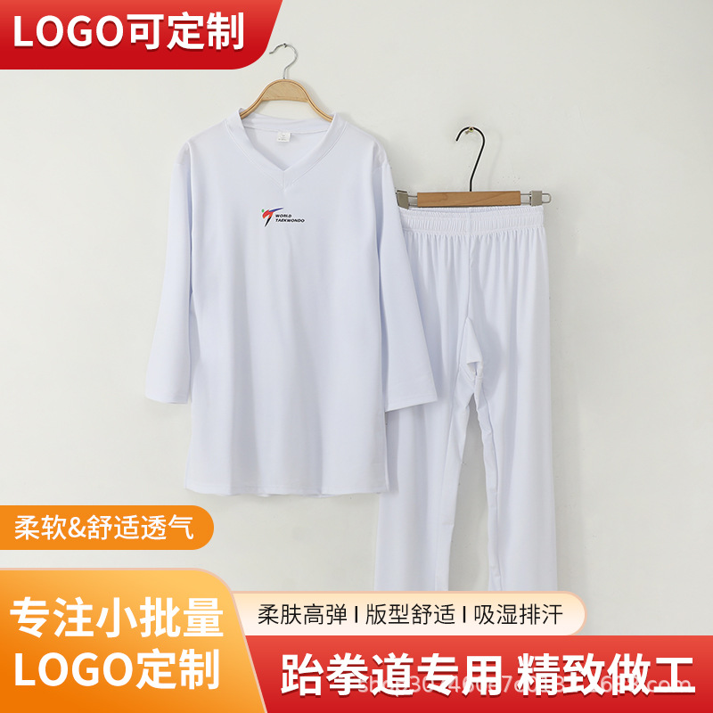 New Taekwondo Uniforms for Export, Source Manufacturer, Elastic and Breathable Training Clothes for Adults and Children, with Logo Printing