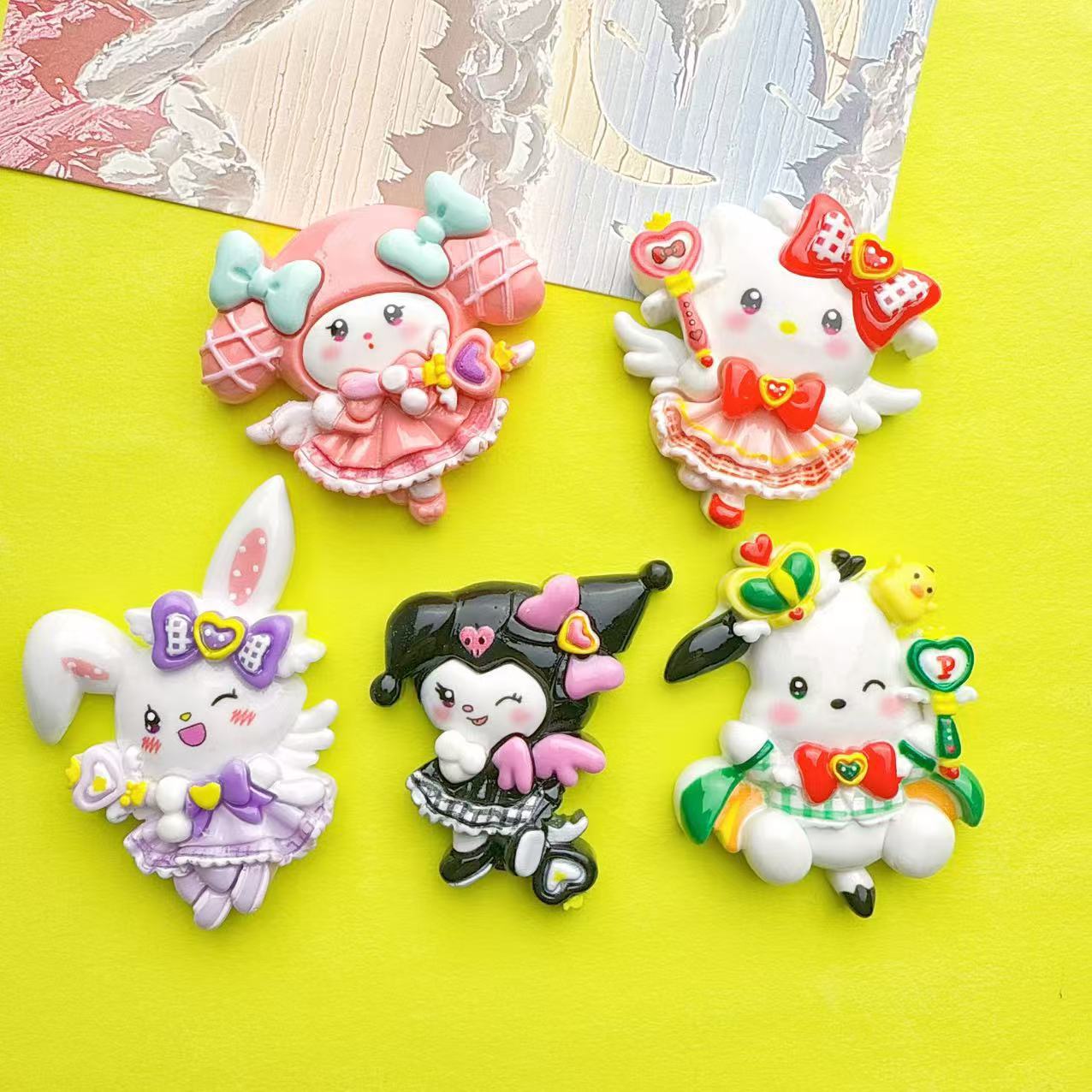 빅 카드 산리오 크림 접착제 수제 DIY 헤어 클립 냉장고 자석 구멍 신발 키 체인 수지 쥬얼리 액세서리