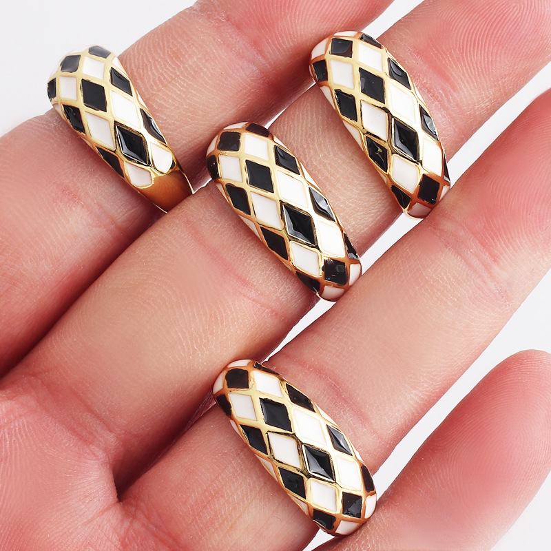 Fashion Lattice Copper Open Ring Plating Copper Rings display picture 2