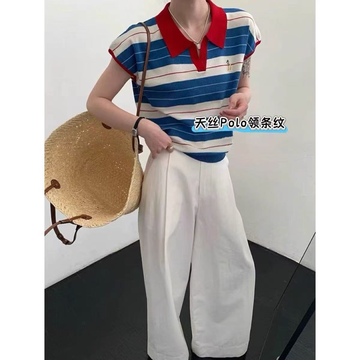 Retro knitted summer sweater for leisure