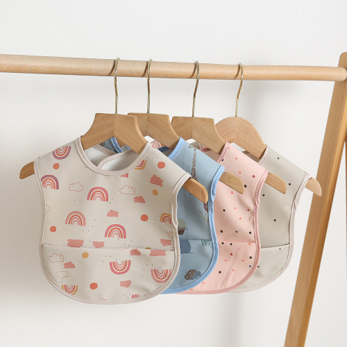 Danish anti-dressing children's waterproof eating bibs super soft PU no-wash bibs waterproof bibs baby food supplement coveralls