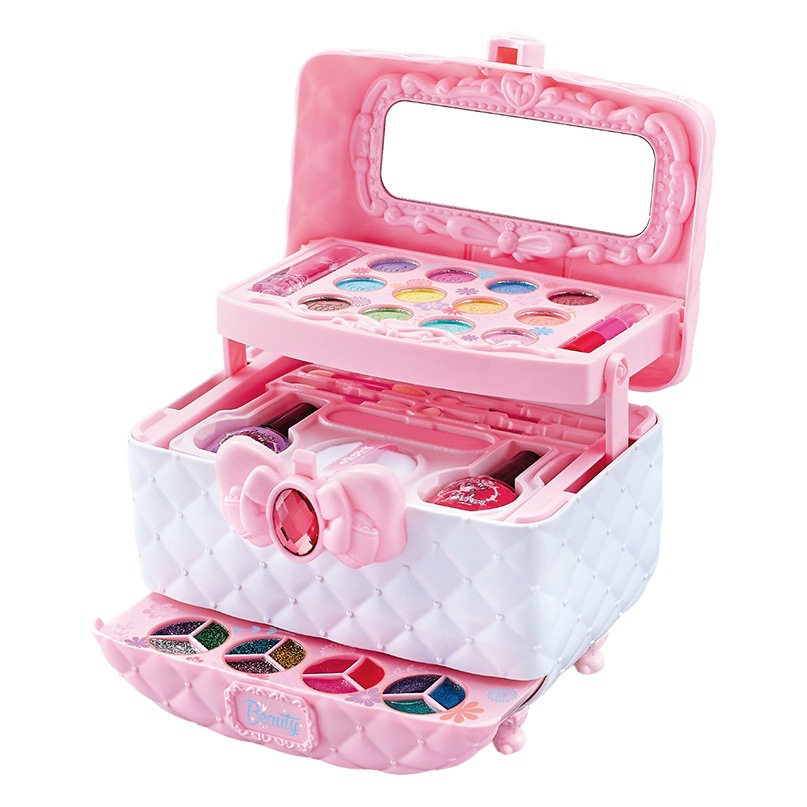Amazon transfronterizo caja multifunción maquillaje caja de maquillaje para niños sombra de ojos lavable brillo de labios caja de maquillaje portátil Niña