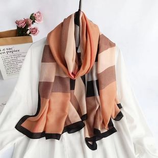 Korean Style Cotton and Linen Scarf Women's Spring and Autumn Color Matching Shawl Thin Versatile Two-color Silk Scarf Long Scarf Women's Winter Warm