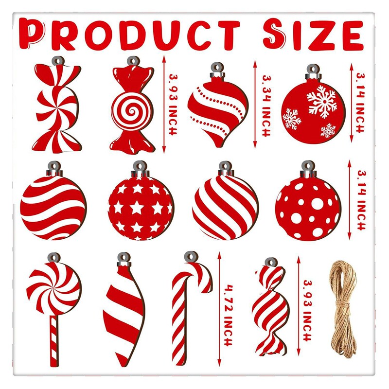 クリスマスキャンディロリポップオーナメントクリスマスツリー装飾木製ハンギングミントキャンディケインボールペンダントクリスマスボール|undefined