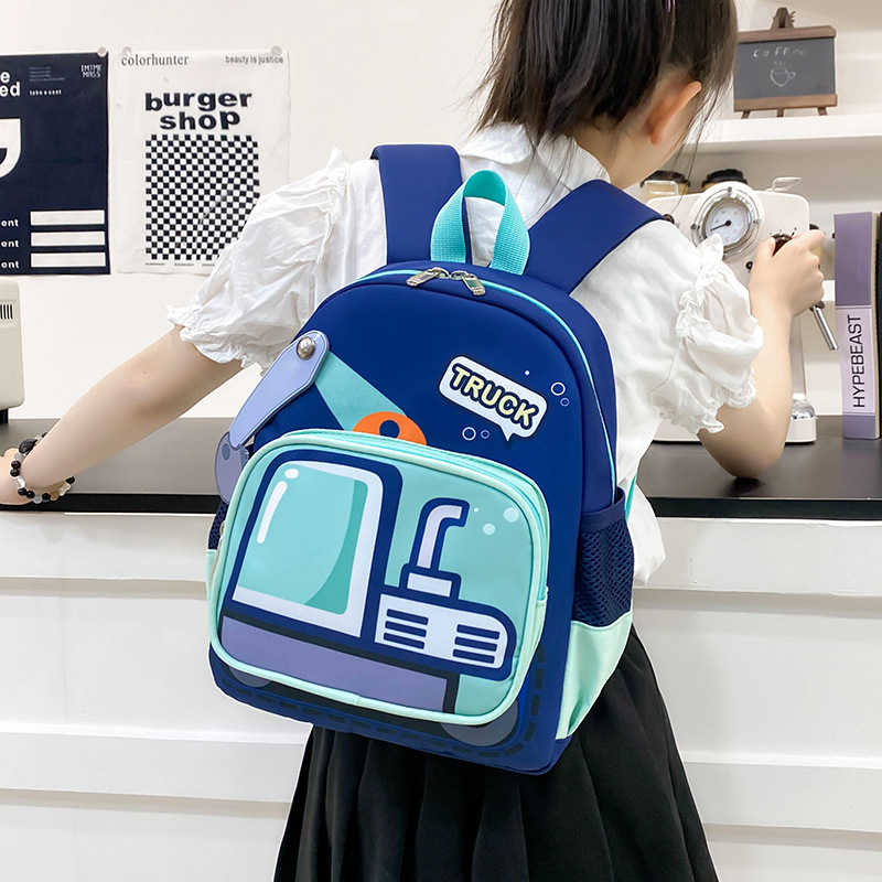 Jardín de infantes lindas mochilas para bebés caricaturas interesantes excavadoras mochilas para niños y niñas mochilas para niños de gran capacidad