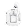 White headphones, bluetooth