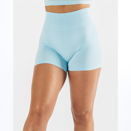 Seamless New High-Elastic European & American Peach-Colored Pants, Hip-Lifting Yoga Tights – Spring/Summer Sports Cropped Shorts with a Nude Feel, Perfect for Women's Fitness workouts