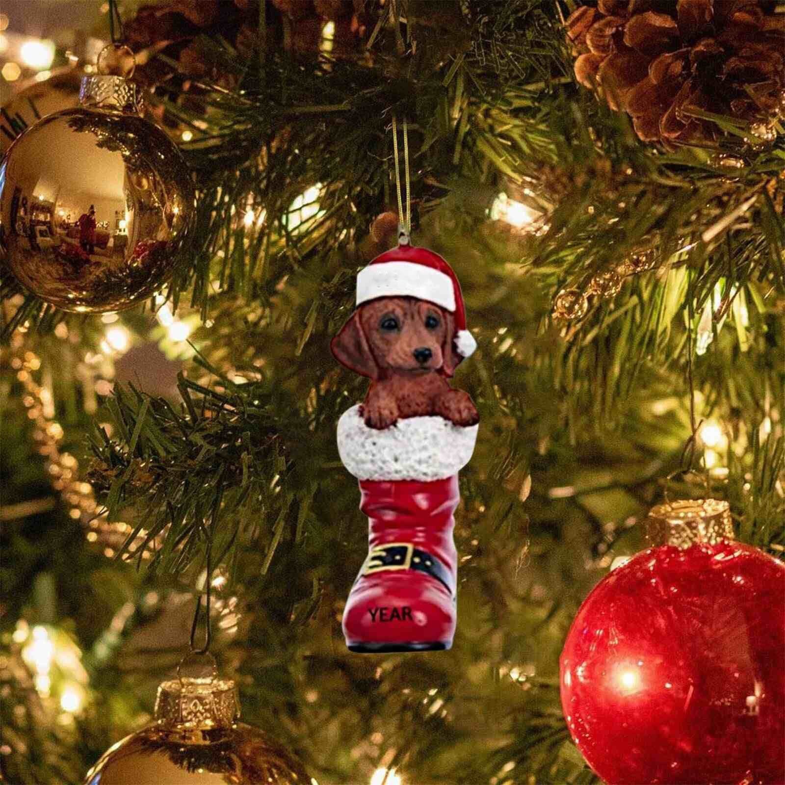 2023 árbol de Navidad colgante lindo cachorro resina acrílico perro colgante Año Nuevo fiesta decoraciones
