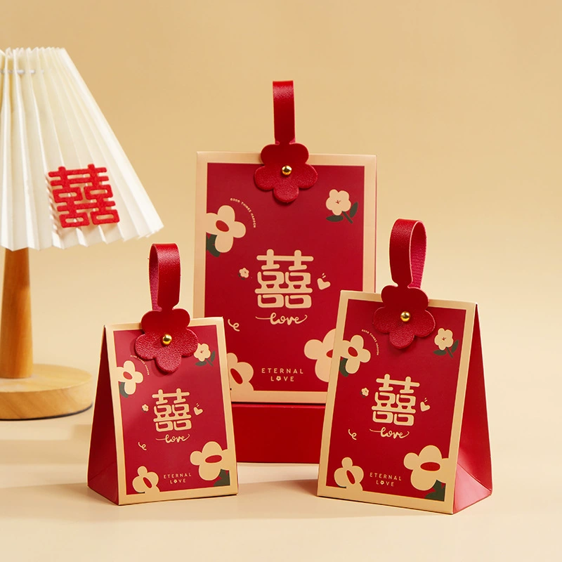 2024 wedding candy box, wedding candy box, Chinese style festive wedding candy bag packaging box, empty box, creative candy box