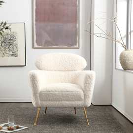 简约现代羊羔绒布艺单人沙发椅小红书同款轻奢北欧懒人卧室小沙发