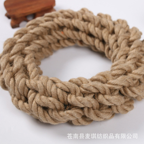Amazon Pet Toys Wholesale New Bite Resistant Hemp Rope Hoop Dog Toy Interactive Dog Rope Hoop for Medium and Large Dogs