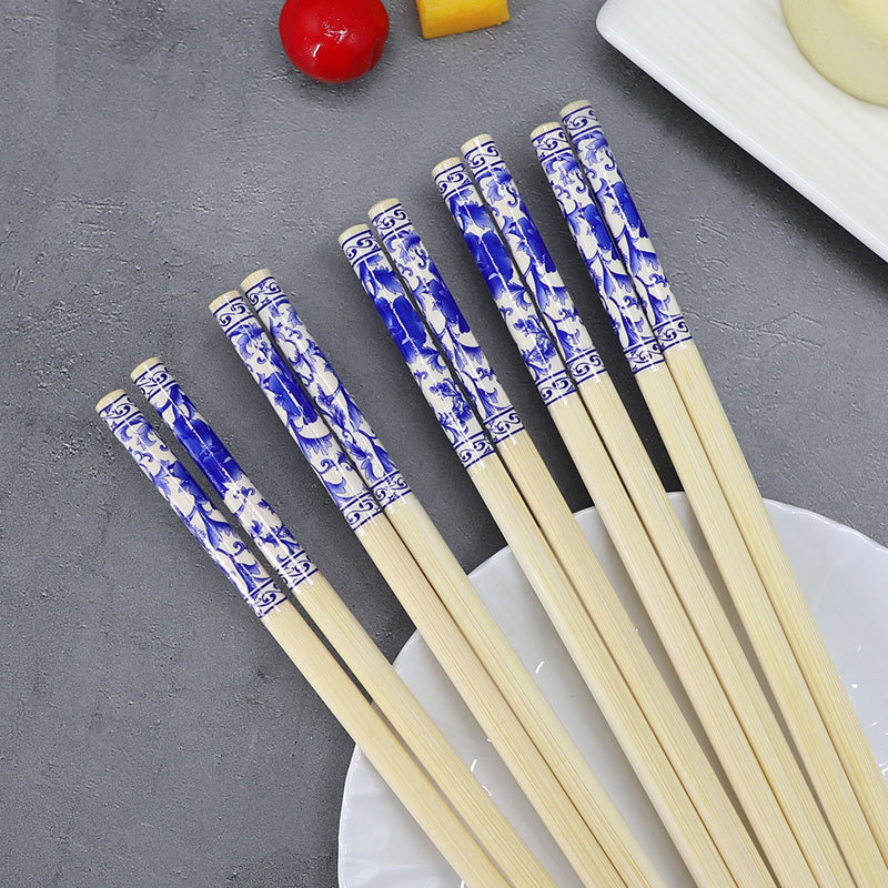 Blue and White Porcelain Disposable High-grade Chopsticks Lined and Bold Separate Packaging Dinner Outdoor Environmental Protection Convenient Hotel Household