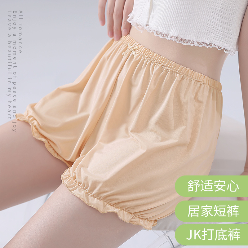 Pantalones de seguridad de linterna de seda de hielo para mujer, estilo fino de verano, pantalones de calabaza anti-desplazamiento, pantalones cortos elásticos, ropa interior de mujer