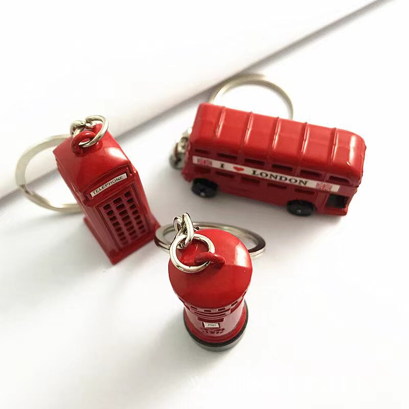London Commemorative Red Bus Mailbox Phone Booth Off-Road Vehicle Keychain British Travel Commemorative Gift