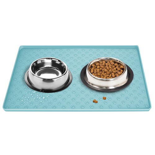 Large Silicone Pet Feeding Mat, Easy to Clean, Foldable Pet Bowl Mat for Cats and Dogs, Non-Slip and Waterproof Pet Mat