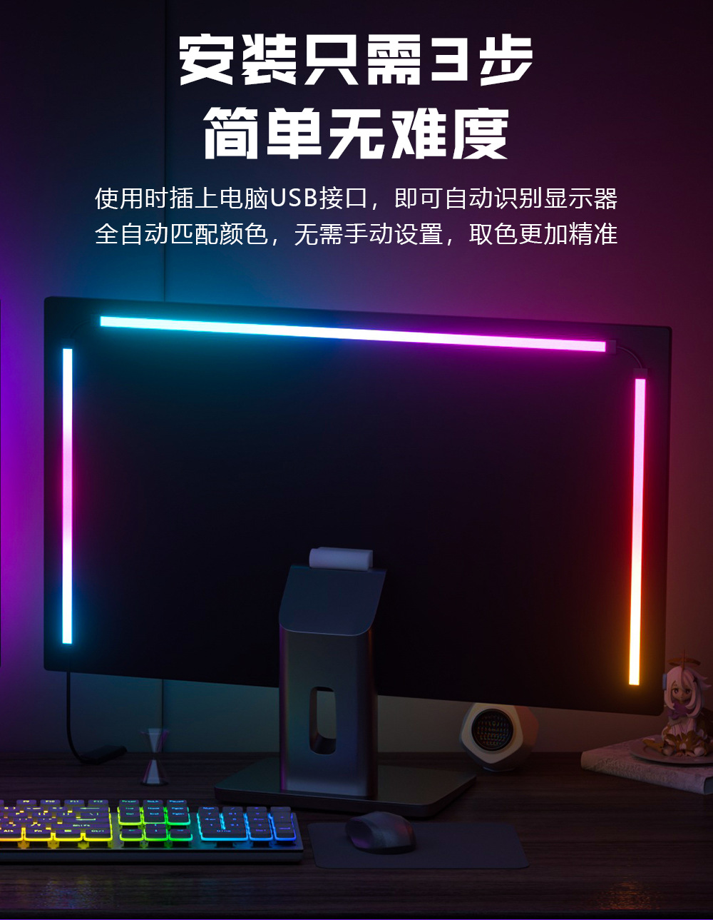 电脑同屏屏幕led灯条