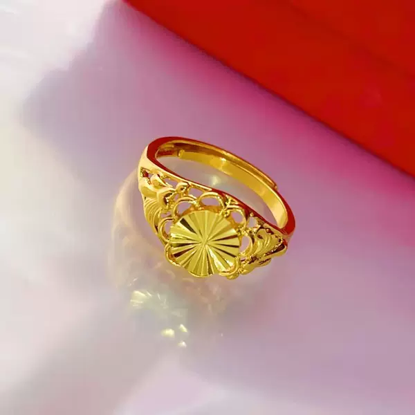 High Imitation Sand Gold Ring Women's Sunflower Open Ring Ethnic Style Retro Simulation Ring Ring Accessories Manufacturer Wholesale