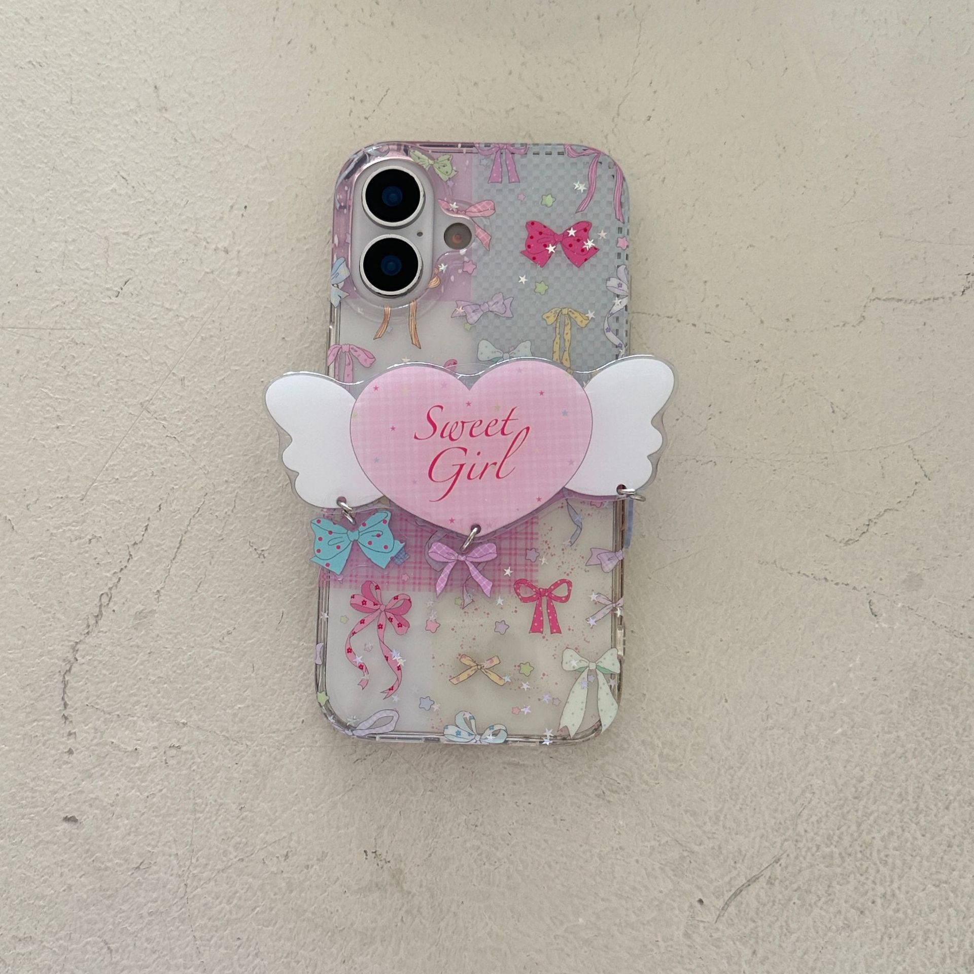 Soporte de amor con lazo para niña para iPhone 15/16 Apple 16Pro funda para teléfono móvil 15Pro femenino 14/13