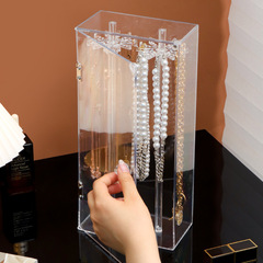 Cross-border best-selling dust-proof acrylic necklace display stand, desktop accessory storage box with door, bracelet organization rack