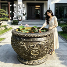 青石古盆石槽石头缸水槽石头花盆养鱼室外庭院装饰摆件石雕鱼缸