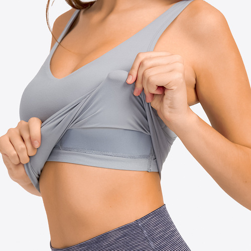 Spring and summer new U-shaped beautiful back sports vest with breast pads for women high-intensity shock-proof yoga bra nude yoga clothes