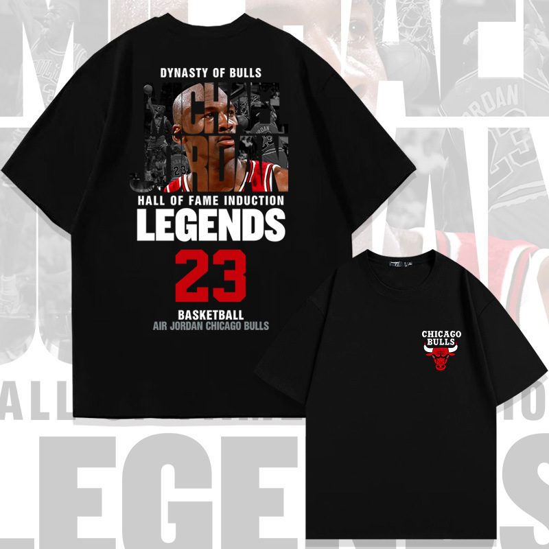 Basketball Sports Bulls Flying Team No.23 Pure Cotton Short-sleeved T-shirt Men's Summer Trendy Brand Loose Shoulder Half-sleeved Clothes