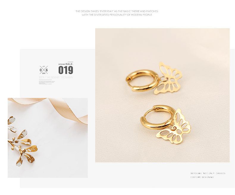 Fashion Flower Bow Knot Titanium Steel Plating Dangling Earrings 1 Piece