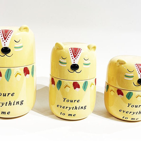 Ceramic Special-shaped Kitten Shaped Biscuit Jar Cartoon Cat Candy Jar Cartoon Animal Daily Ceramic Storage Jar