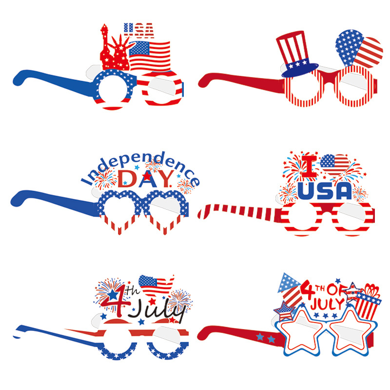 Cross-border New Products US Independence Day Decorative Glasses US National Day Holiday Party Supplies Decorative Paper Glasses