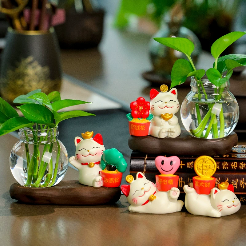 Увживая кошка украшение гидропонной зеленой вазы