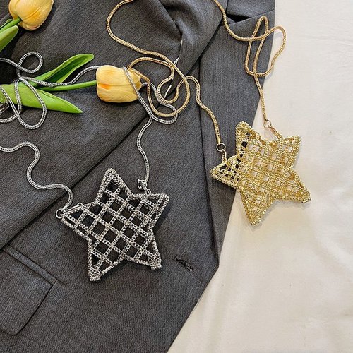 Cross-border  Winter New Chanel-style Hollow Metal Star Bag Evening Bag Single Shoulder Crossbody Elegant Chain Women's Bag