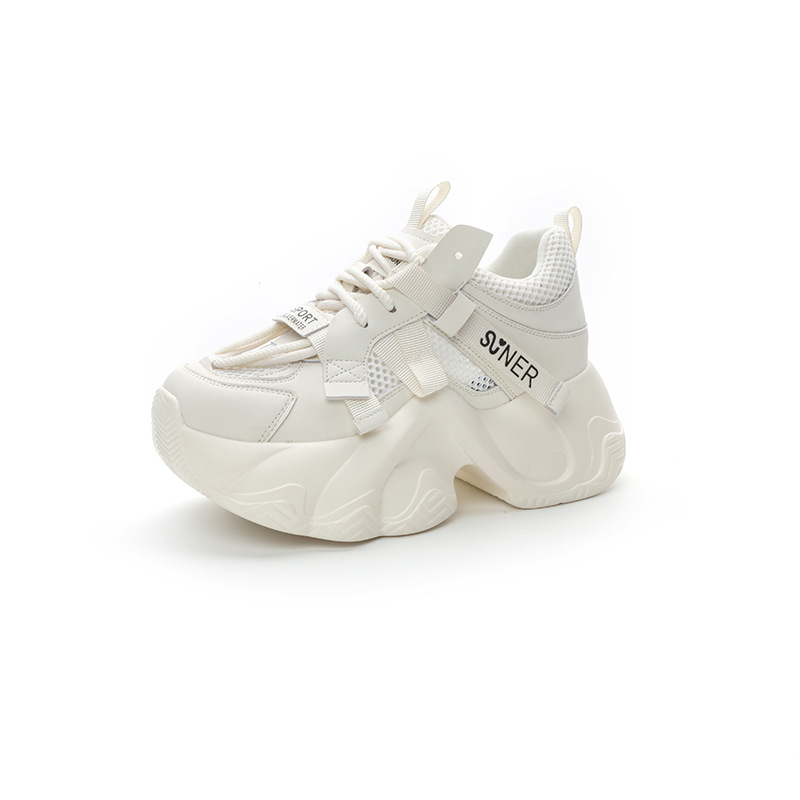Giày sneaker nữ chunky đế dày tăng chiều cao 8cm, lưới thoáng khí mùa hè — M2572 mbe trắng trong suốt lưới, M2572 lưới trong suốt màu hồng