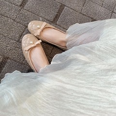 【sheii蘇茵茵】花漾小姐~珍珠蝴蝶結小羊皮菱格平底單鞋女芭蕾鞋