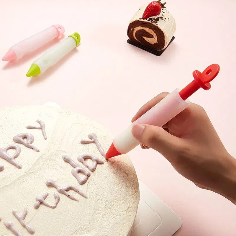 Cake baking silicone decorating pen DIY biscuit cookie writing pen baking tool cream pen 4-head decorating gun