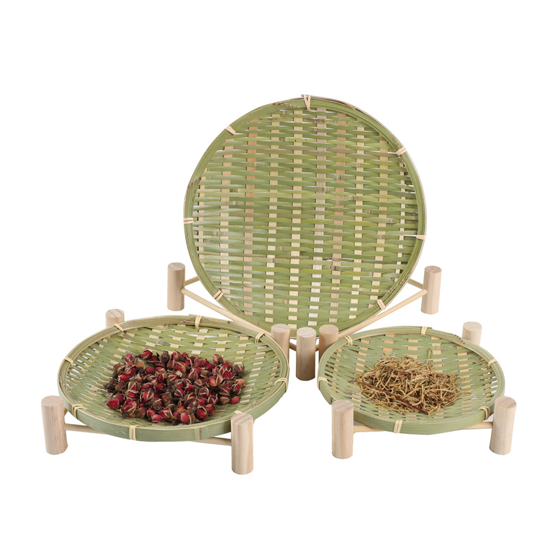 Hand-woven Bamboo Green Tray Household Bamboo Fruit Plate Wooden Stand Fruit Basket Bamboo Products Bamboo Scoop Wholesale