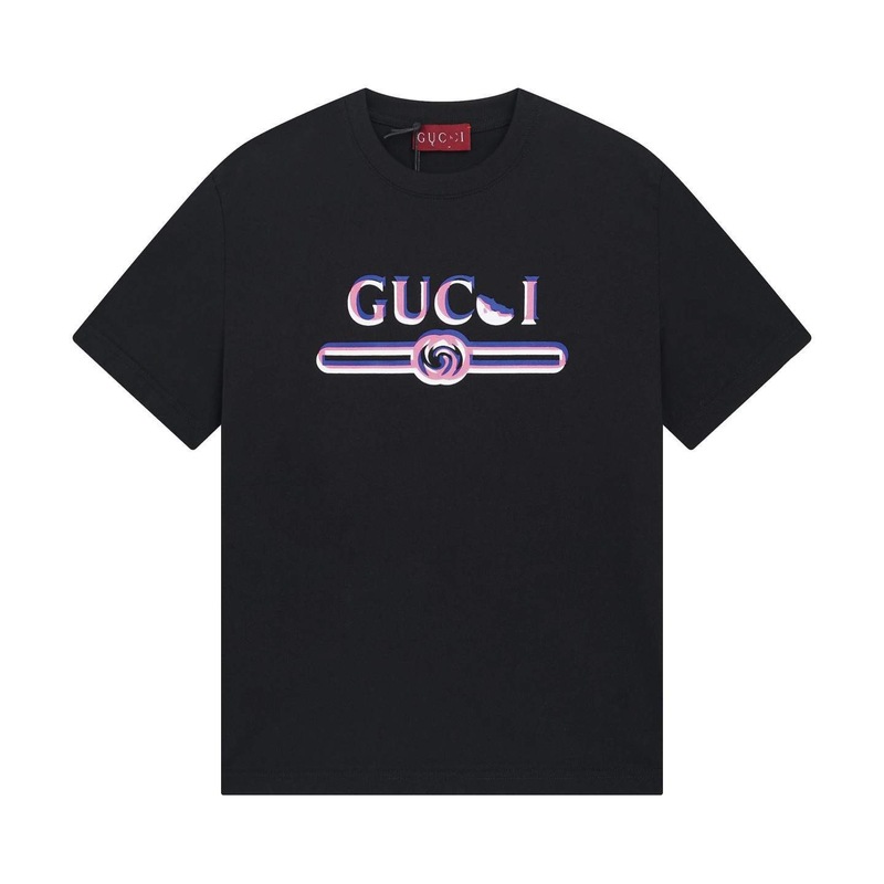 貿易クロスボーダー高品質GUホーム25SS新文字ロゴギタープリントTシャツ男女兼用ルーズ半袖貿易|undefined