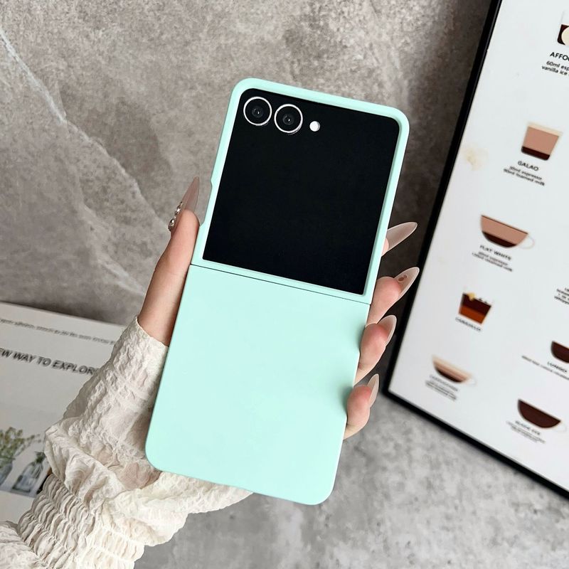 ins ソリッドカラーの肌の感触の大きなウィンドウ Samsung Galaxy ZFlip 30% off スタックスクリーンビジネス落下防止携帯電話ケースシンプル|undefined